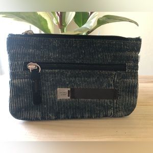 Diesel Spare Parts Cotton Blue/Black Corduroy Zipper Coin Purse Makeup Bag Pouch
